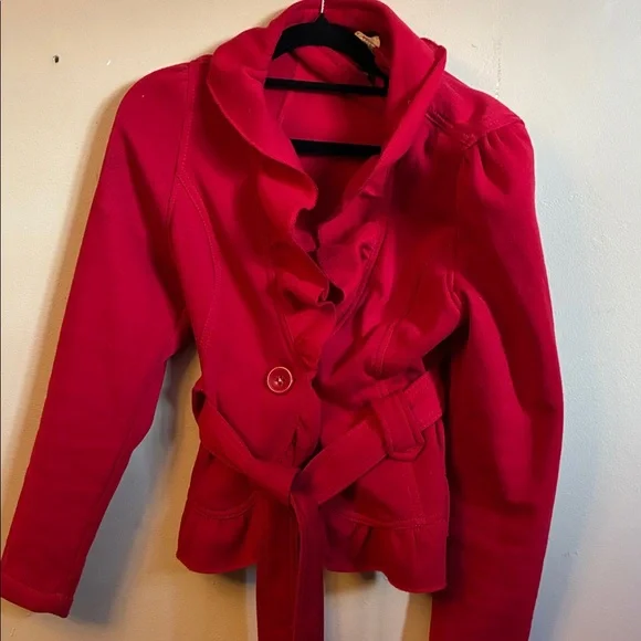 Ashley By 26 International Red Ruffle Jacket - Picture 1 of 3